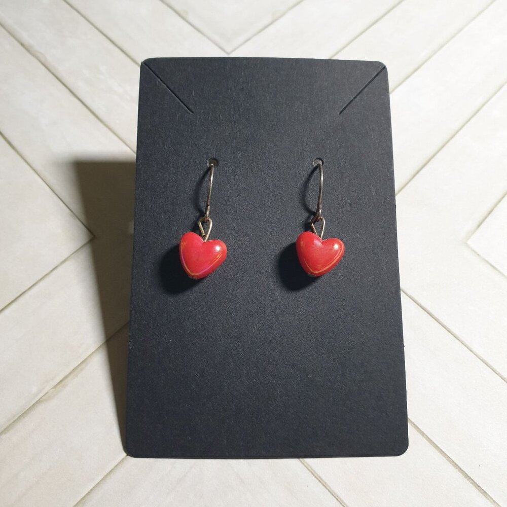 Red Heart Shaped Dangle Earrings Women Valentine Love Holiday Solitaire Hook